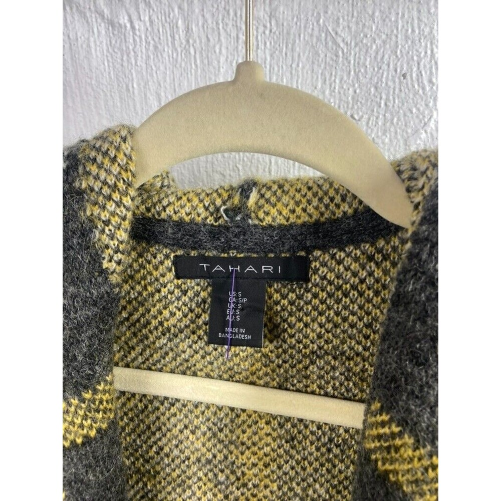 TAHARI WOMENS SMALL OVERSIDE HOODED OPEN FRONT KNIT JACKET - Picture 3 of 3